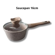 Carote 20cm Brown Saucepan with Glass Lid Non-Stick Pan/ MPASI Pan/