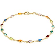 Gold Baguette and Multi Crystal Anklet 18K Gold Plated