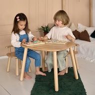 木製兒童桌和兩把椅子套裝 兒童家具 幼兒桌椅