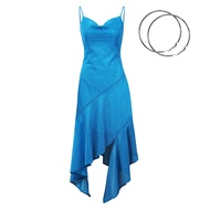 Women 1970S Vintage Disco Dress asymmetric Slip Dress Cosplay Halloween Costume