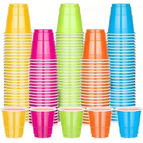 50PCS/Bag Mini Plastic Shot Cups Disposable Random Color PartyGraduation Birthday WeddingPicnic Vale