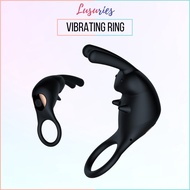 LUSURIES 10 Speed Powerful Rabbit Vibrating Ring Rechargeable Silicone Cock Ring with Clitoral Stimulation For Couples