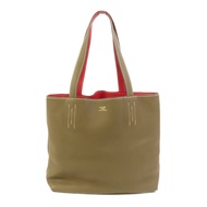 HERMES Clemence皮革Double Sens 35手挽袋 Etoupe/Rouge Tomato