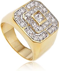 JOTW Men's Goldtone CZ Layered Squares Ring Sizes 7-17
