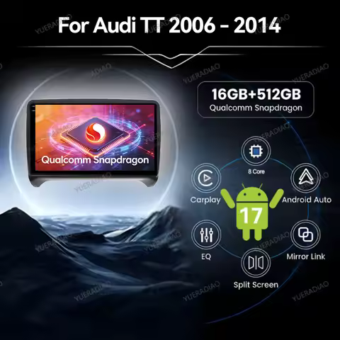 Android 17 Car Radio For Audi TT MK2 8J 2006 - 2014 GPS NAVI QLED 4G LTE 5G WIFI Head Unit BT Multim
