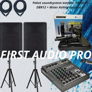 terlaris Paket 6 soundsystem outdoor YAMAHA DBR12 + Mixer Ashley