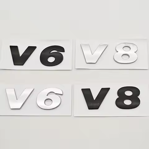 3D ABS Car Letters Logo V6 V8 Badge Sticker Rear Trunk Emblem For Volkswagen VW Phaeton Golf Mk3 Mk4