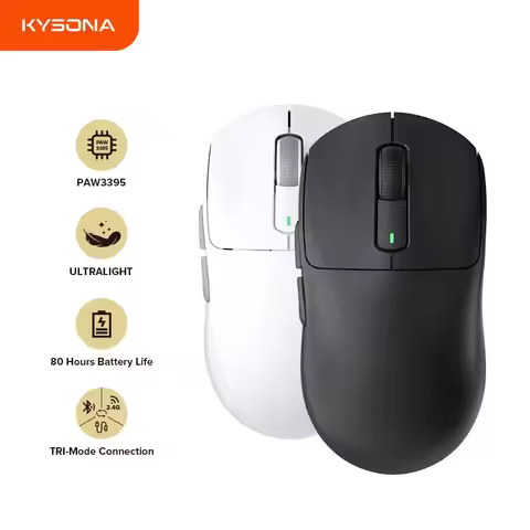 Kysona M600 PAW3395 Wireless Bluetooth Gaming Esports Mouse 55g 26000DPI 6 Buttons Optical PAM3395 C