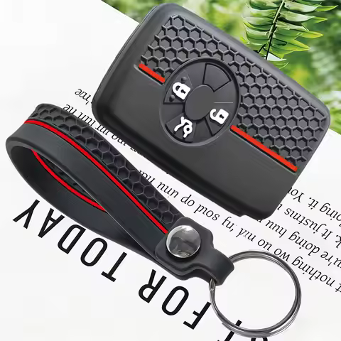 Premium Silicone Car Key Case Cover With Keychain-For Toyota RAV4 2008 Premio Auris Rukus Vanguard E