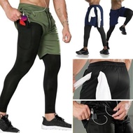 GS 2 in 1 Men's Gym Fitness Running Training Leggings
