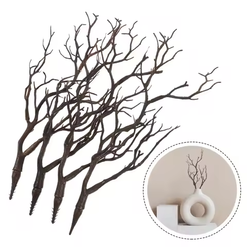 4pcs Artificial Dried Branch Simulate Antler Tree Branch Fake Plastic Decor Natural Antler Decor Dri