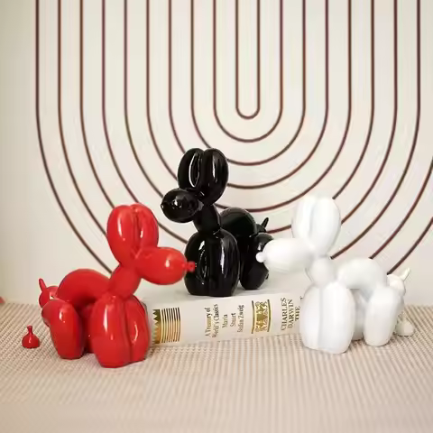 Cartoon Balloon Dog Interesting Sculpture Pooper Dog Cartoon Resin Crafts Funny Puppy Home Decoratio