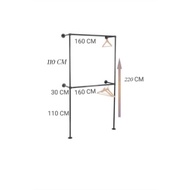 GANTUNGAN Industrial iron pipe cupboard/industrial clothes hanger/iron pipe for clothes hangers