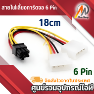 ใหม่! สายแปลง สาย Y สายต่อ IDE Dual Molex ออก 6 Pin PCI-E VGA สำหรับการ์ดจอ สายไฟเลี้ยงการ์ดจอ 6 Pin สายแปลง Molex 2 หัว ออก 6 Pin PCI-E