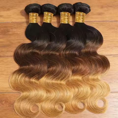 T1b/4/27 Ombre Honey Brown Body Wave Human Hair Bundles 100% Virgin Raw Unprocessed Human Hair Water