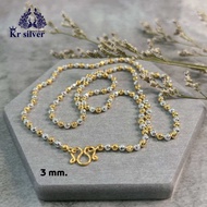 เงินแท้ 925/ สร้อยคอเงินแท้สองกษัตริย์ ขนาด 2 มิล 2.5 มิล 3 มิล/ ลายบอลตัด/ ยาว 18 นิ้ว 20 นิ้ว 24 น