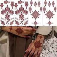 4 Sheets Full Hand Flower Design Brown Red Maroon Sexy Foot Finger Hand Tattoo Sticker Women Flower 