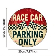 HELLOYOUNG Vintage Race Car Metal Tin Sign Round Wall Decor