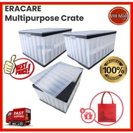 [3 Boxes] ERACARE Multipurpose Crate Foldable Storage Boxes Container Collapsible Plastic Crates wit