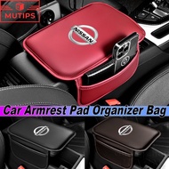 Nissan Car Armrest Pad Organizer Bag Leather Armrests Cushion Storage Box Cover Mat For Navara Almer