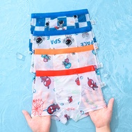 4 PCS Kids Panties Boy’s Ice Silk Boxer Brief Cartoon Designs Underwear