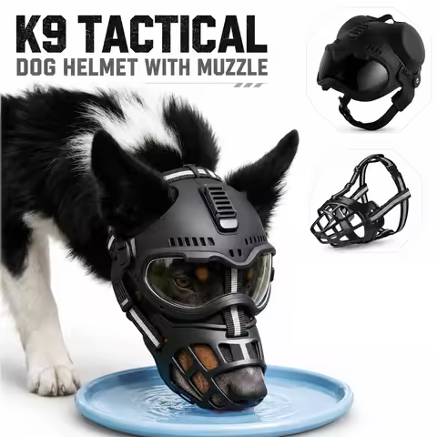 Tactical Dog Helmet with Muzzle and Goggles Protective Gear for Working Dogs Outdoor Training Huntin