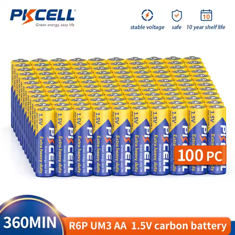 100PC 1.5V AA Battery for flashlight microphone Alarm clock R6P UM3 MN1500 E91 2A Heavy Duty primary