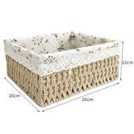 Rattan Basket Portable Rattan Storage Baske Organizer Fabric Rattan Box Picnic Basket Wood Basket
