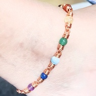 Copper Anklet with Seven 7 Chakra Gemstone