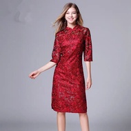 Cheongsam Dress Plus Size Long Dress Long Sleeve Retro Chinese Dress Cheongsam Muslimah Qipao 中式32