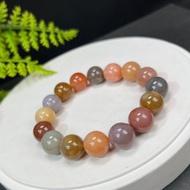 精品天然珊瑚玉手串冰潤玉化多彩檸檬片鳳尾紋意境女手錬12.5mm