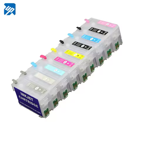 9pcs for Epson P600 surecolor P600 refillable cartridges with auto reset chips T7601 rechargeable