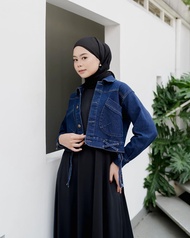 Ziya Jaket Jeans Crop Wanita Model Terbaru 2022 Fashion Korean Style Import Outfit Ootd Casual Moder