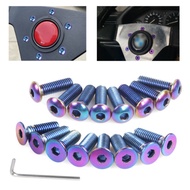 (8pcs) M5 Screw Titanium Blue Stainless Steering Wheel Screw Bolt Steering Wheel Screw Hex Head Tita