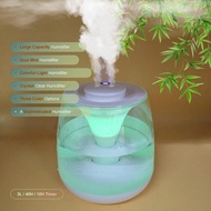 3L Dual-Spray Humidifier, Quiet Operation, Digital Display & Colorful Ambient Lighting - USB Powered