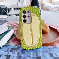 Funny 3D Delicious Durian Phone Case For Samsung Galaxy S24 S23 S22 S21 S20 Ultra Plus S23FE S21FE A