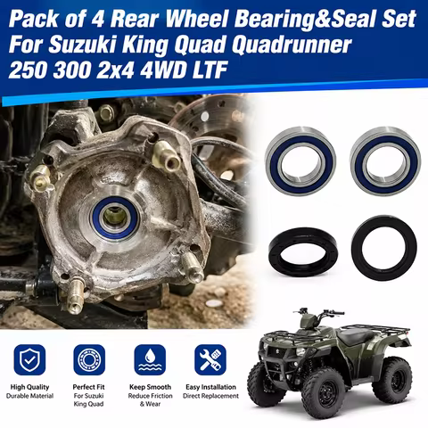 Pack of 4 Rear Wheel Bearing&Seal Set For Suzuki King Quad Quadrunner 250 300 2x4 4WD LTF