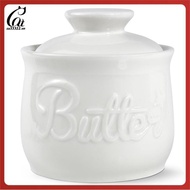 [su33322.vn] Butter Crock with Improved Lid Porcelain Butter Dish Keeper