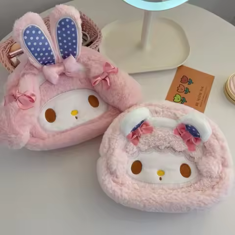 Lovely My Melody Cosmetic Bag Japanese Style Anime Pink Portable Makeup Bag Travel Cartoon Pencil Ca