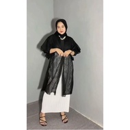 Malika Long Outer Cardigan Lace/ Busana Pantai/ Busana kondangan/ Cardigan Outweare Lengan Ruffle Ru