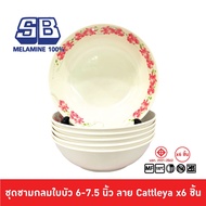Melamine [6 Pieces] Set Of 6 Bowls Bowl Size 6 7.5 Inches Cattleya Pack 6 Pieces
