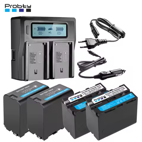 Probty NP-F970 NP F970 Replacement Battery 8800mAh+Fast LCD Dual Charger for SONY NP-F930 F950 F770 