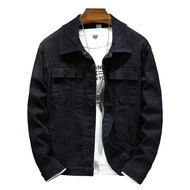 2023 New Spring Autumn Mens Brown Denim Jacket Fashion Casual Cotton Elasticity Slim Fit Jeans Coat 
