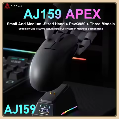 New AJAZZ AJ159 APEX/AJ159PRO Wireless Gamer Mouse with RGB Magnetic Charging Base Lightweight AJ159