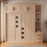 Y22 White Wax Wood Solid Wood Wardrobe Sliding Sliding Door Wardrobe Household Wardrobe Bedroom Soli