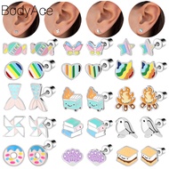 1 Pc 20G Stud Earring Stainless Steel Earring Windmill Ear Piercing Rainbow Earring Lobe Earring Hel