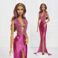 Doll Set Handmade Pink Metal Mesh Crystal For Barbie Fashion Royalty Silkstone Poppy Parker Nuface D