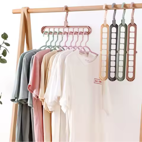 9-Hole Foldable Clothes Hanger Closet Space Saving Clothes Rack Drying Hanger Wardrobe Storage Organ
