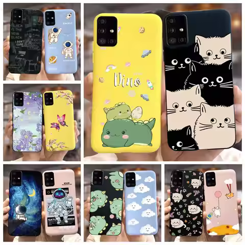 For Samsung Galaxy M51 Case SM-M515F Cute Dinosaur Cartoon Back Cover 6.7'' Soft Silicone Phone Case