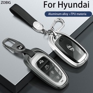 ZOBIG for Hyundai Key fob Cover Aluminium alloy Car Key Case Protector with Keychain Compatible with